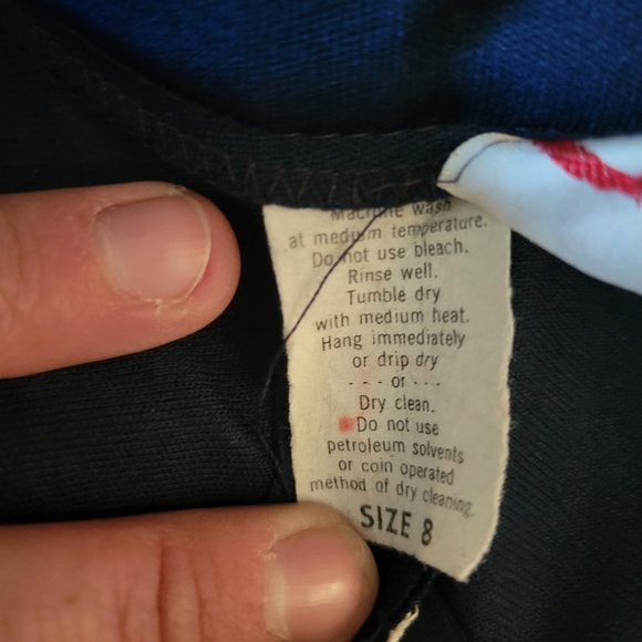 Vtg R&K Knits Ladies Navy Sleeveless HighNeck Dress With Rhinestone Buttons Sz 8 - Picture 8 of 8